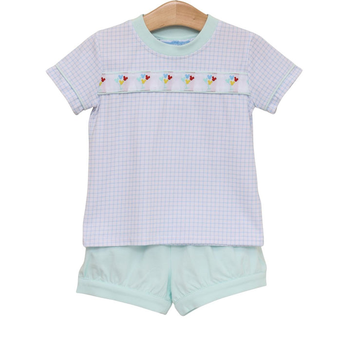 Trotter Street Magical Balloons Banded Short Set-Blue/Mint