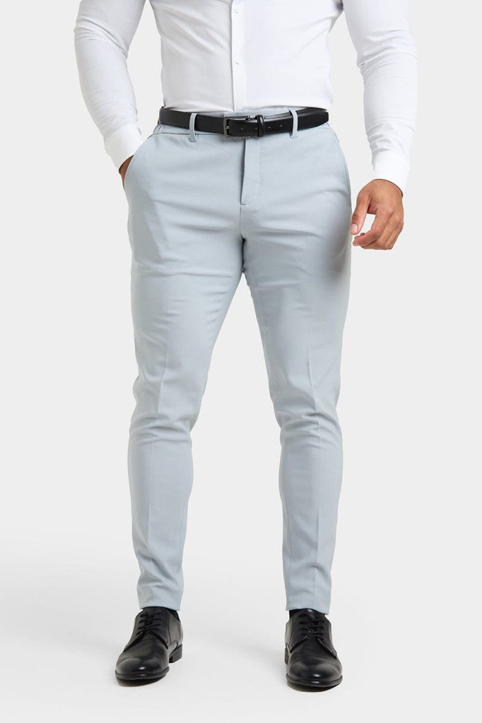 True Athletic Fit Tech Suit Pants in Light Grey - TAILORED ATHLETE - USA