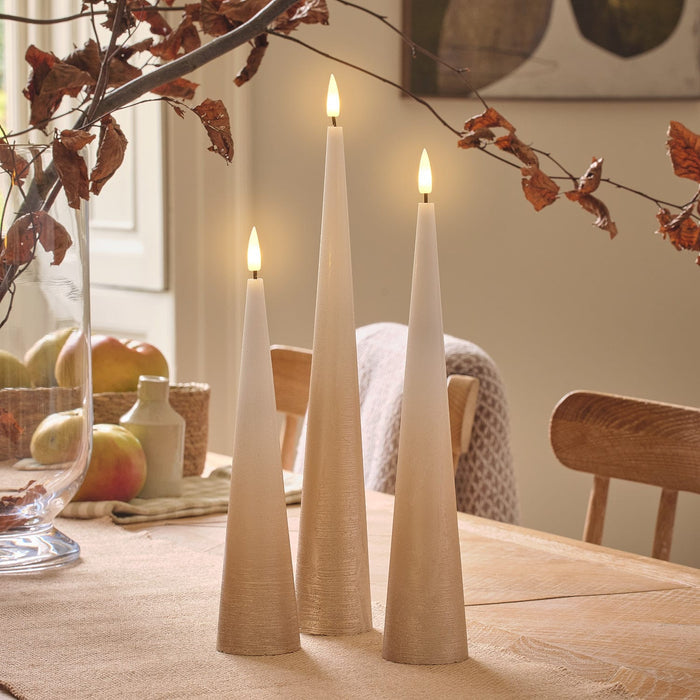 TruGlow® Bronze Ombre Slim Cone LED Pillar Candle Trio with Remote Control