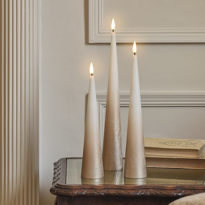 TruGlow® Bronze Ombre Slim Cone LED Pillar Candle Trio with Remote Control