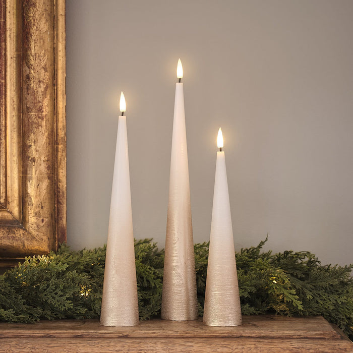 TruGlow® Bronze Ombre Slim Cone LED Pillar Candle Trio with Remote Control