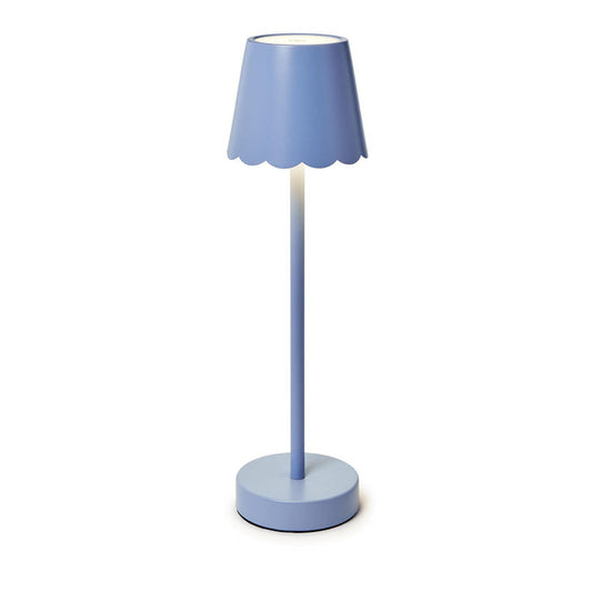 Two's Co. Cordless Table Lamp w/ Scalloped Edge Shade-Blue