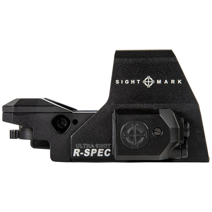Side view of Ultra Shot reflex sight with green laser showing dual optic configuration