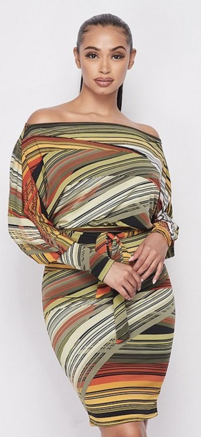 Valencia Multi-Color Off The Shoulder Dress