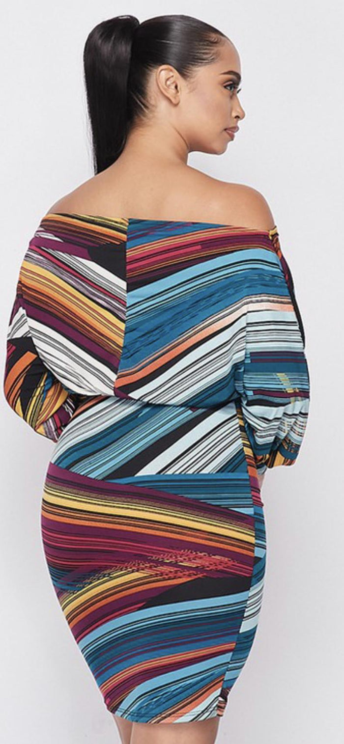 Valencia Multi-Color Off The Shoulder Dress