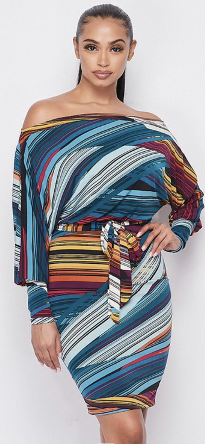 Valencia Multi-Color Off The Shoulder Dress
