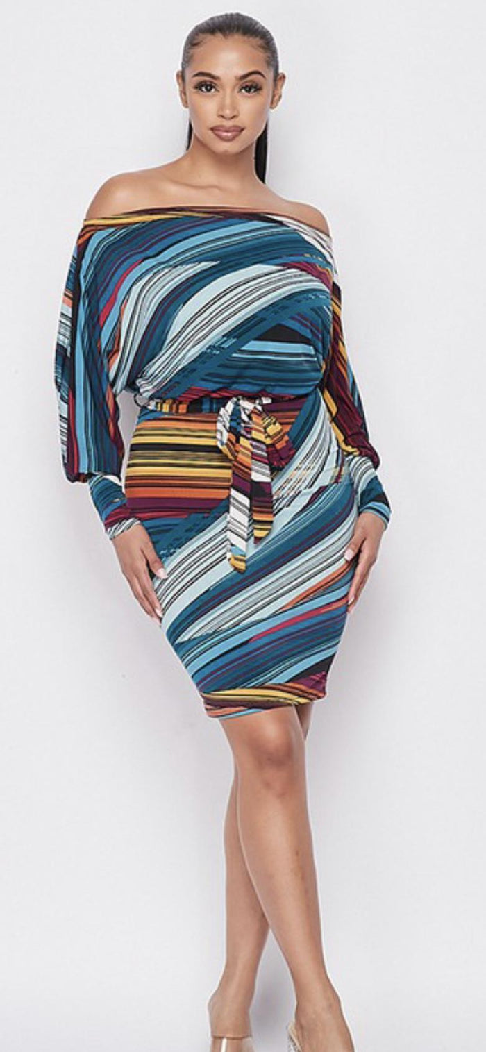 Valencia Multi-Color Off The Shoulder Dress