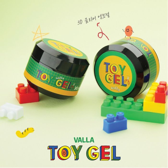 3D embossed nail art created with VALLA Toy Gel clear clay gel