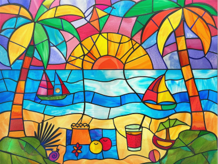Vibrant Beach Palm Trees