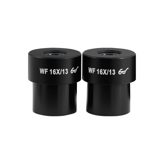 WF 16X Widefield Microscope Eyepieces, High Eyepoint, 30mm, FOV 13mm (Pair), SKU BM03022511, three quarter front view