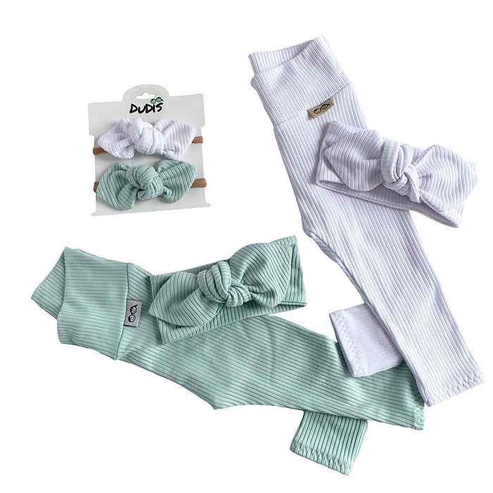White Rib Leggings and/or Headband