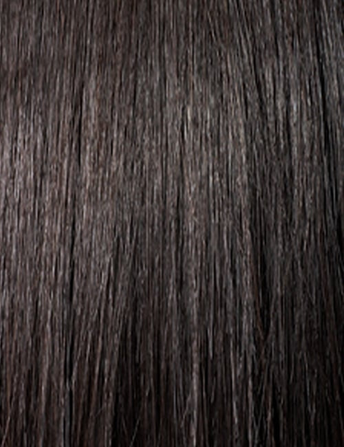 OUTRE synthetic hair wig 16 inch straight dark brown closeup showing smooth texture and natural shine
