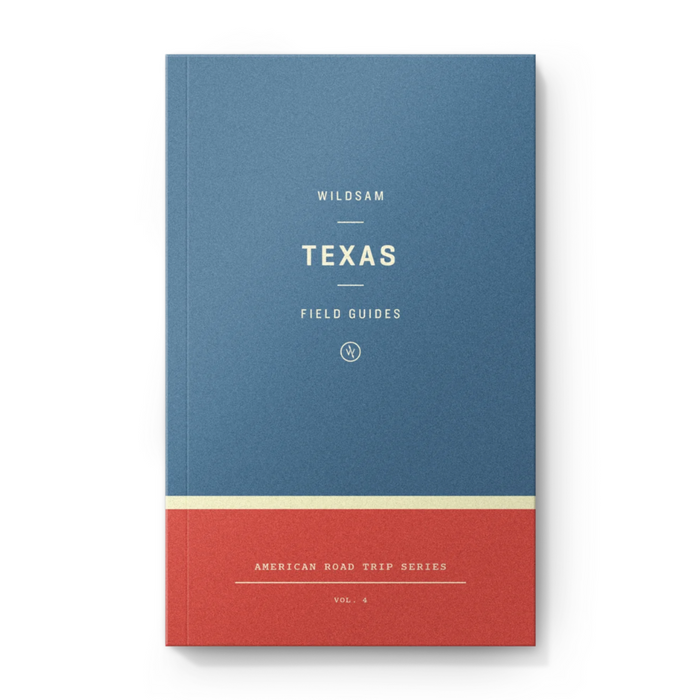 Blue and Red book that says 'WILDSAM TEXAS FIELD GUIDES' on front against a white background