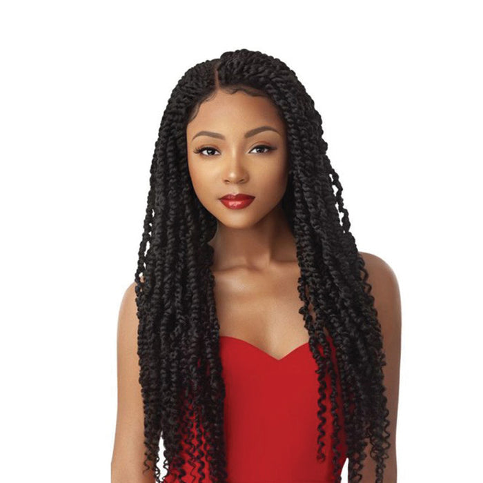 OUTRE Passion Twist Lace Front Wig long natural black twist braids with center part and curly ends